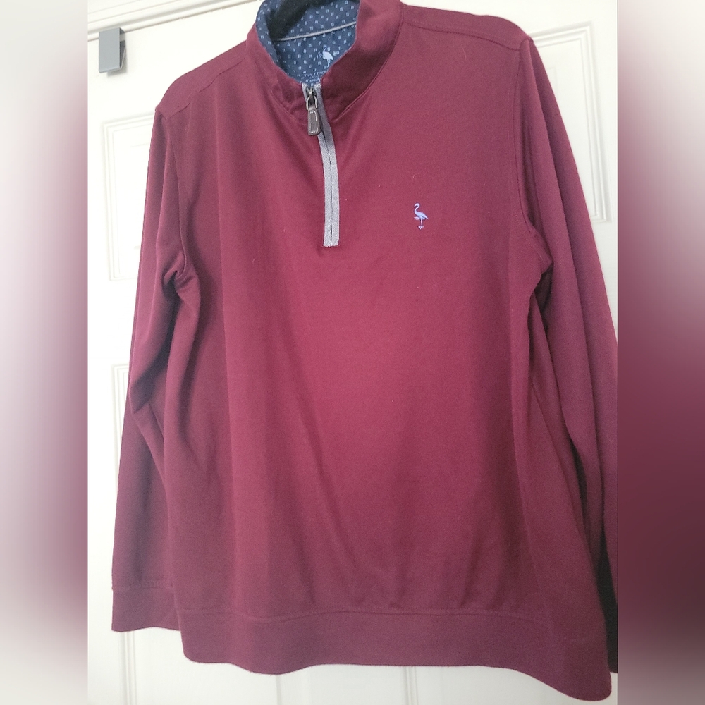 Tailorbyrd Mens Reversible 1/4 Zip Pullover Sweater Maroon Golf Size Large